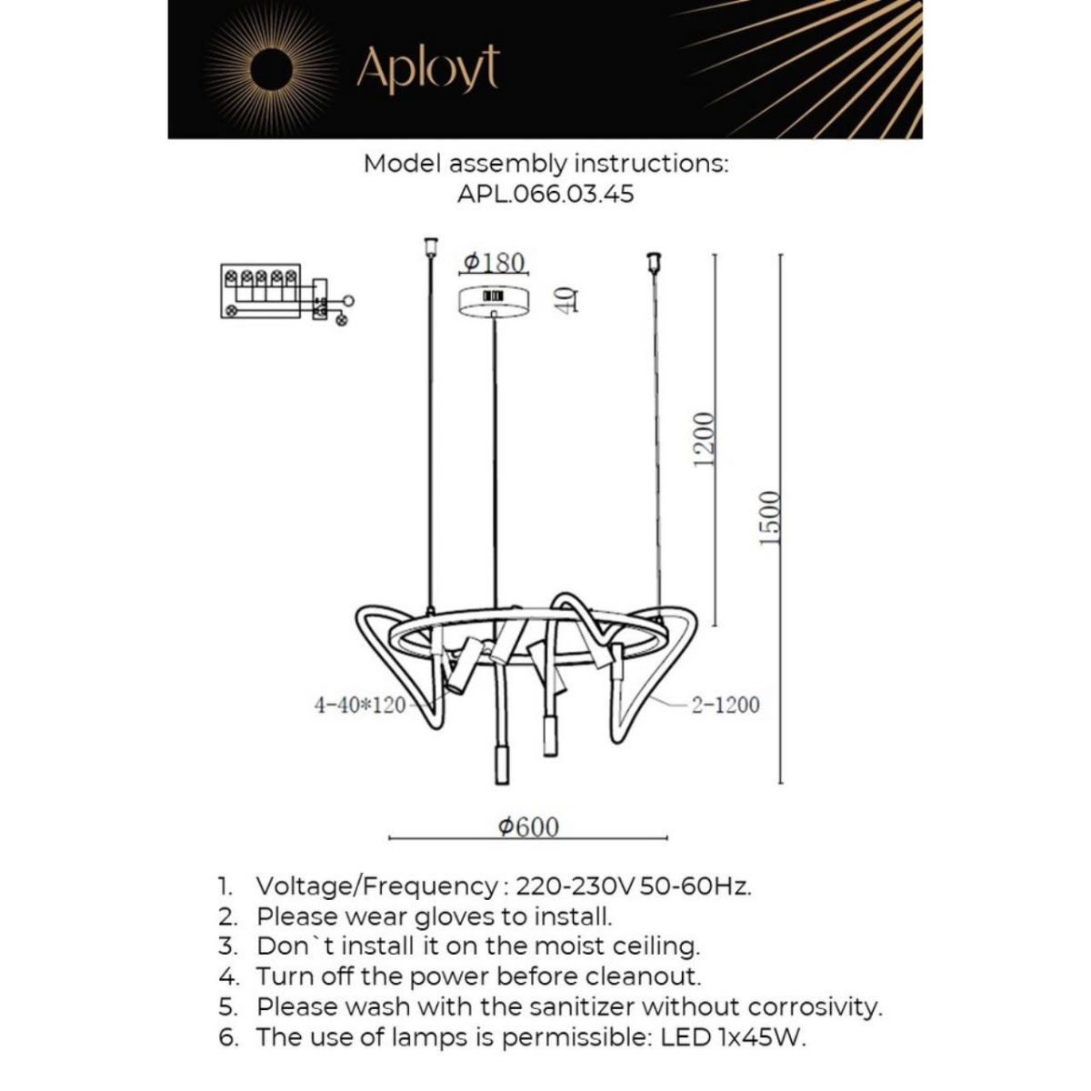 Подвесная люстра Aployt Malgorzata APL.066.03.45 Подвесная люстра Aployt Malgorzata APL.066.03.45