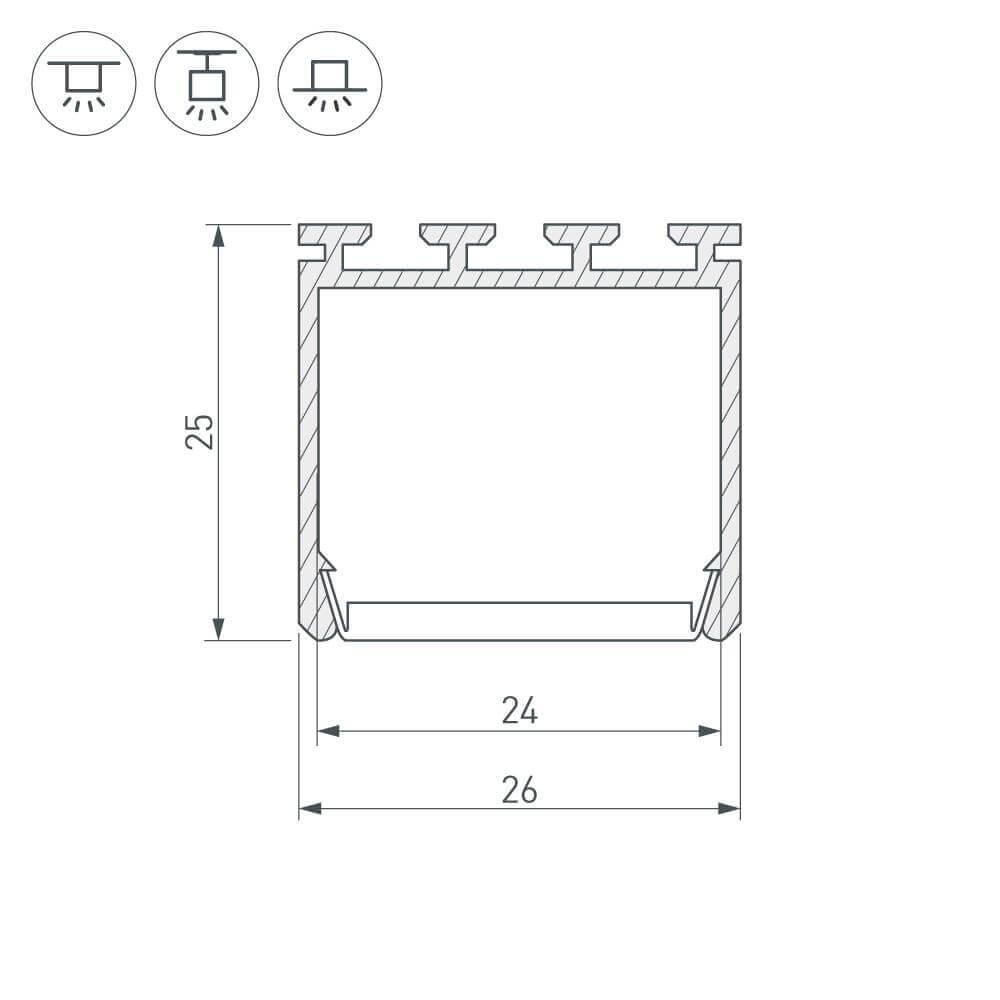 Профиль Arlight PLS-LOCK-H25-2000 ANOD 016386 Профиль Arlight PLS-LOCK-H25-2000 ANOD 016386