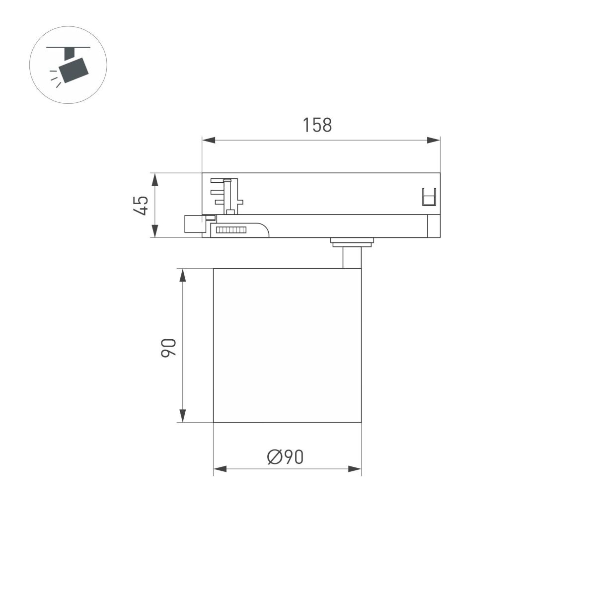 Трековый трехфазный светильник Arlight LGD-DYKE-4TR-R90-26W Day4000 (WH, 38 deg, 230V) 052286 Трековый трехфазный светильник Arlight LGD-DYKE-4TR-R90-26W Day4000 (WH, 38 deg, 230V) 052286