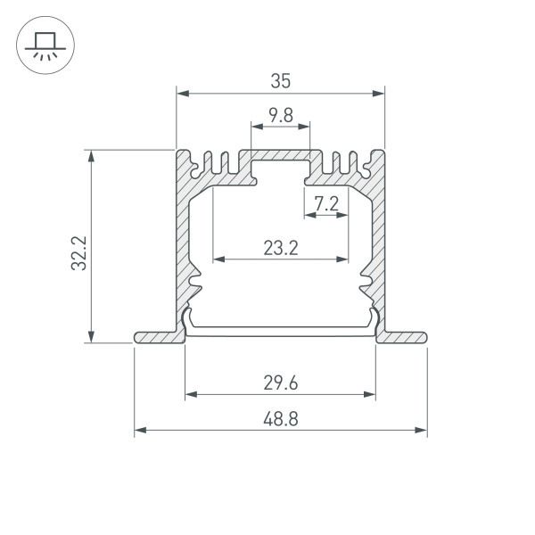 Алюминиевый профиль Arlight ARH-Power-W35-3000 Anod 036136 Алюминиевый профиль Arlight ARH-Power-W35-3000 Anod 036136