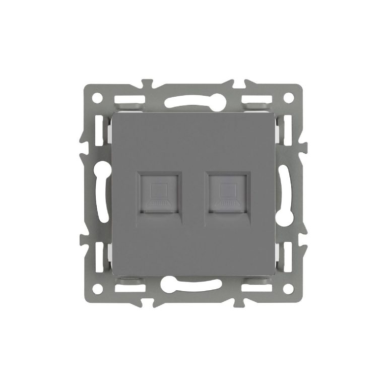 Механизм компьютерной розетки двойной Arlight SCT-MPC2-PL-GR (RJ-45, CAT6) 045338