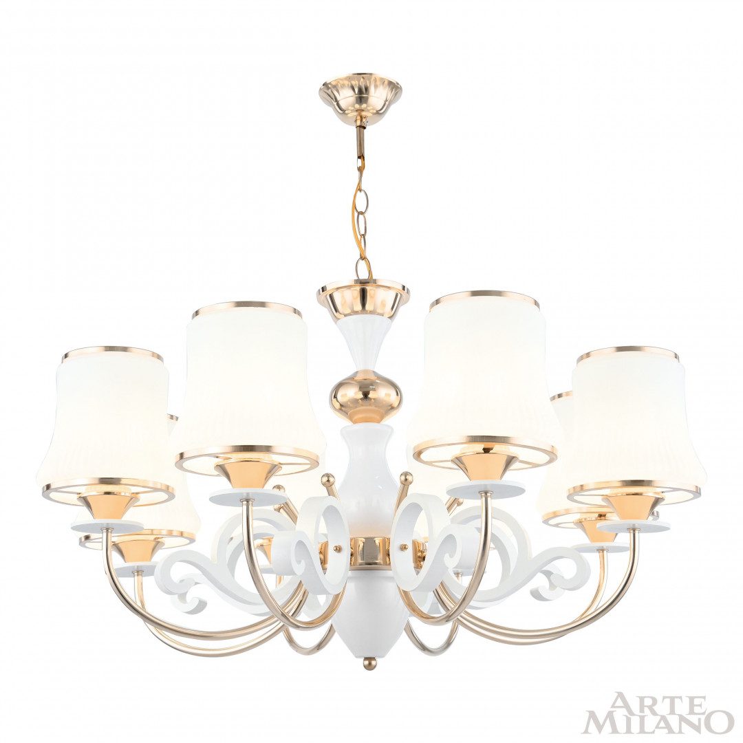 Подвесная люстра Arte Milano Florentia-1097 301097/8 Wh/Gd Подвесная люстра Arte Milano Florentia-1097 301097/8 Wh/Gd