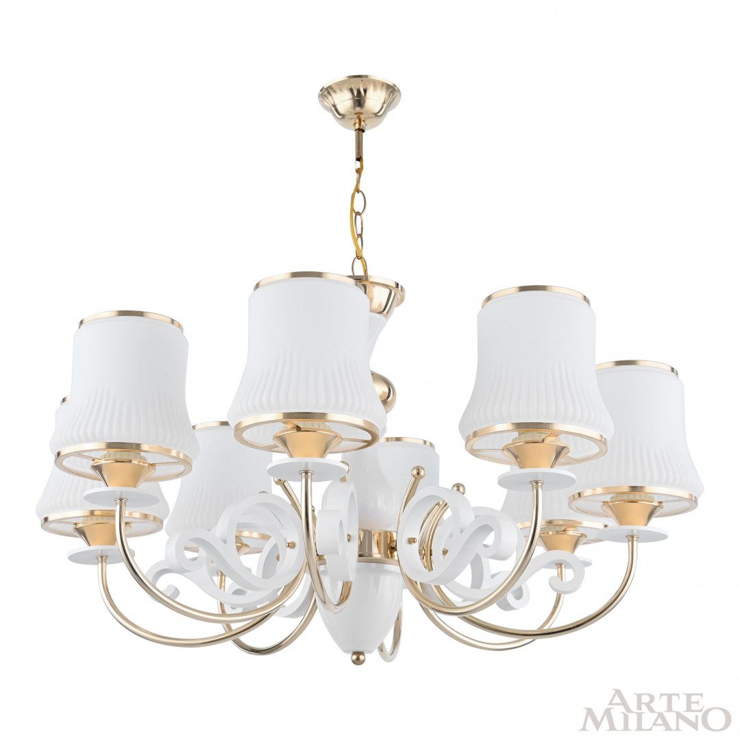 Подвесная люстра Arte Milano Florentia-1097 301097/8 Wh/Gd Подвесная люстра Arte Milano Florentia-1097 301097/8 Wh/Gd