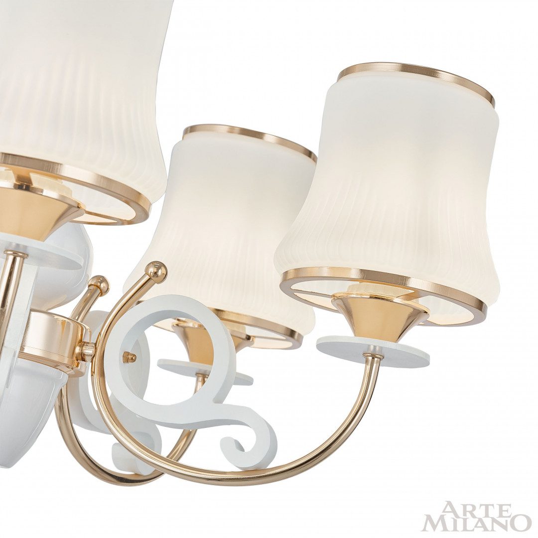 Подвесная люстра Arte Milano Florentia-1097 301097/8 Wh/Gd Подвесная люстра Arte Milano Florentia-1097 301097/8 Wh/Gd