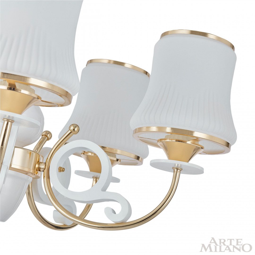 Подвесная люстра Arte Milano Florentia-1097 301097/8 Wh/Gd Подвесная люстра Arte Milano Florentia-1097 301097/8 Wh/Gd