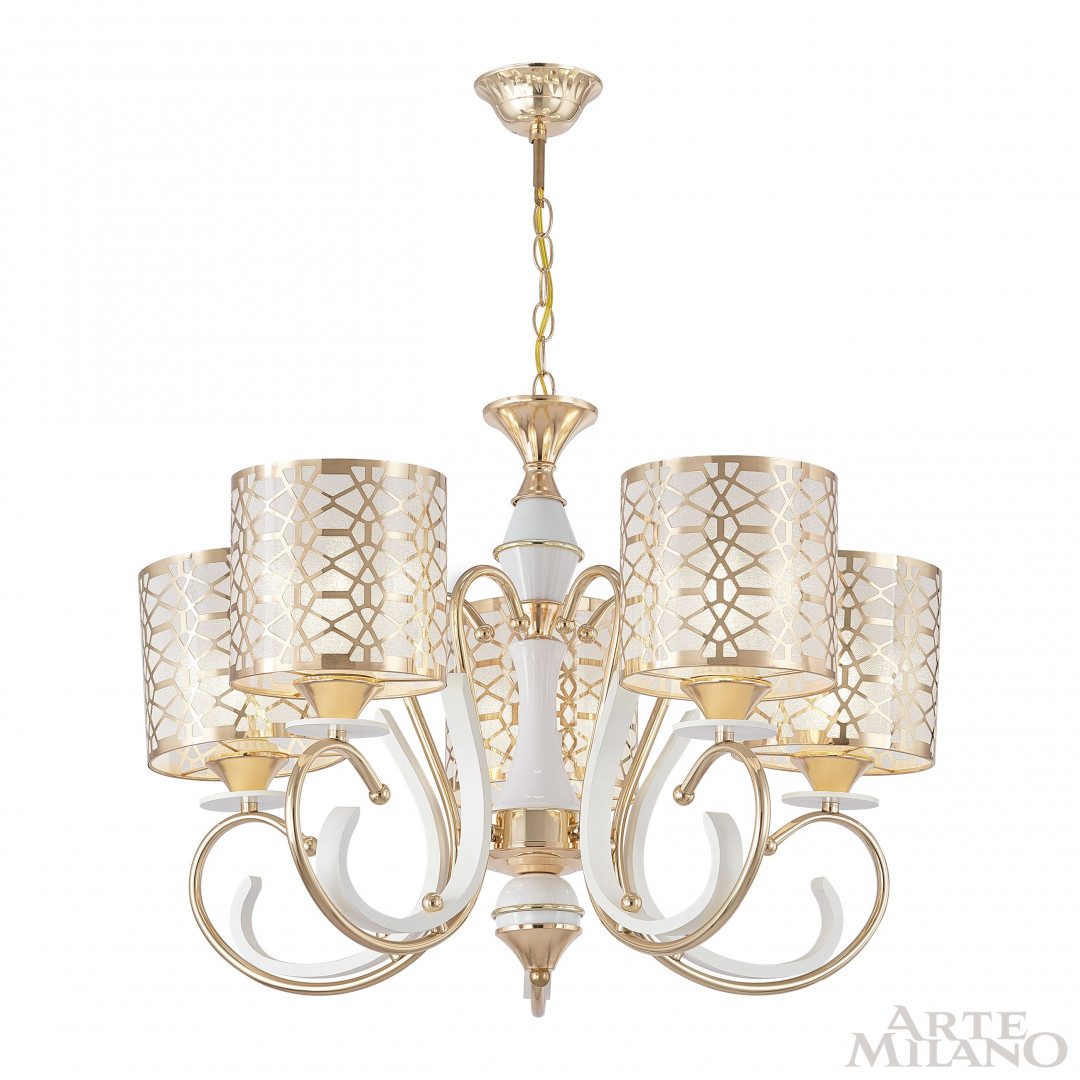 Подвесная люстра Arte Milano Florentia-1237 301237/5 Wh/Gd Подвесная люстра Arte Milano Florentia-1237 301237/5 Wh/Gd