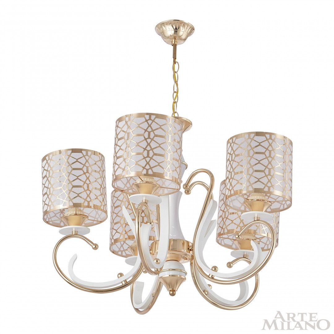Подвесная люстра Arte Milano Florentia-1237 301237/5 Wh/Gd Подвесная люстра Arte Milano Florentia-1237 301237/5 Wh/Gd