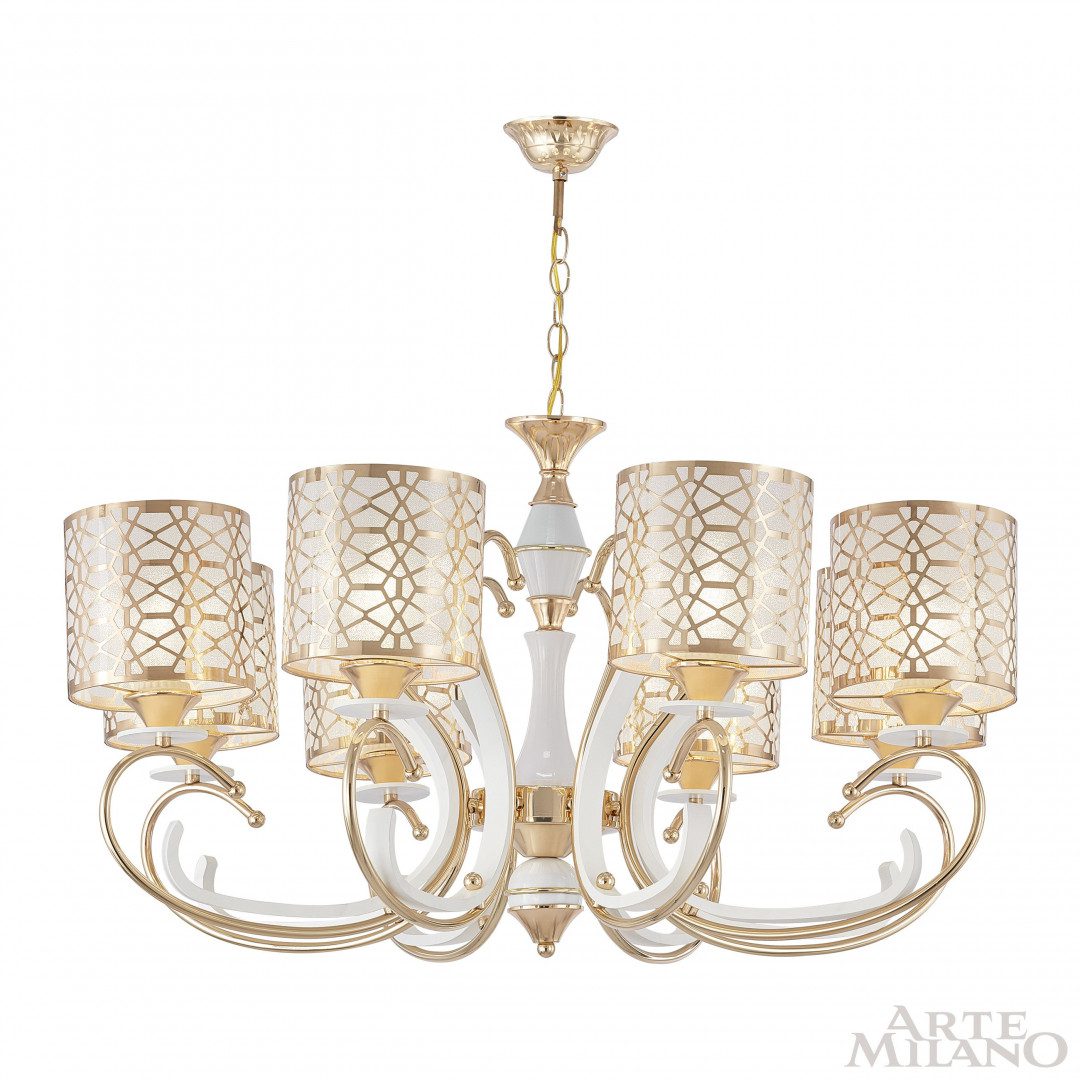 Подвесная люстра Arte Milano Florentia-1237 301237/8 Wh/Gd Подвесная люстра Arte Milano Florentia-1237 301237/8 Wh/Gd