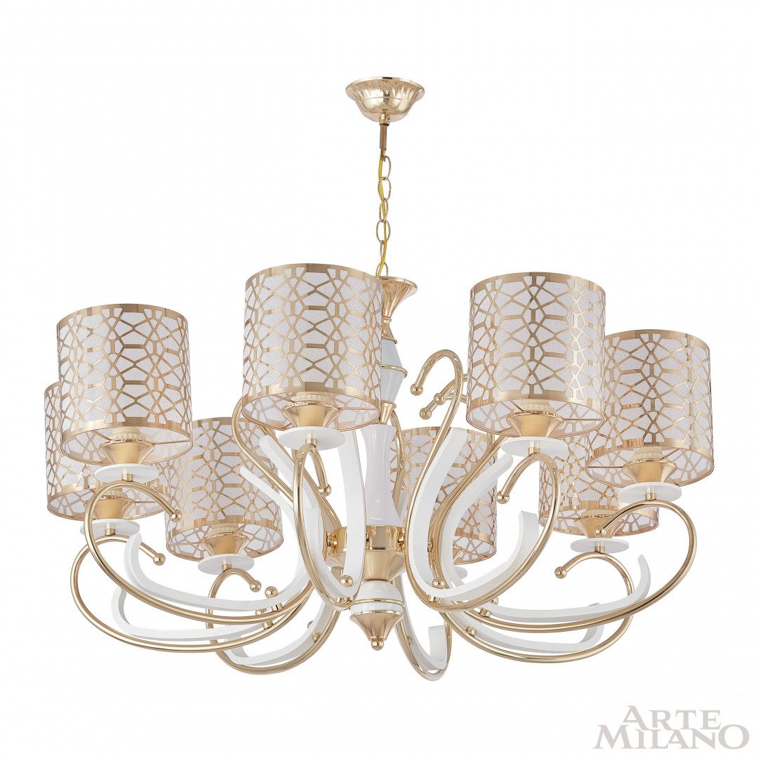 Подвесная люстра Arte Milano Florentia-1237 301237/8 Wh/Gd Подвесная люстра Arte Milano Florentia-1237 301237/8 Wh/Gd