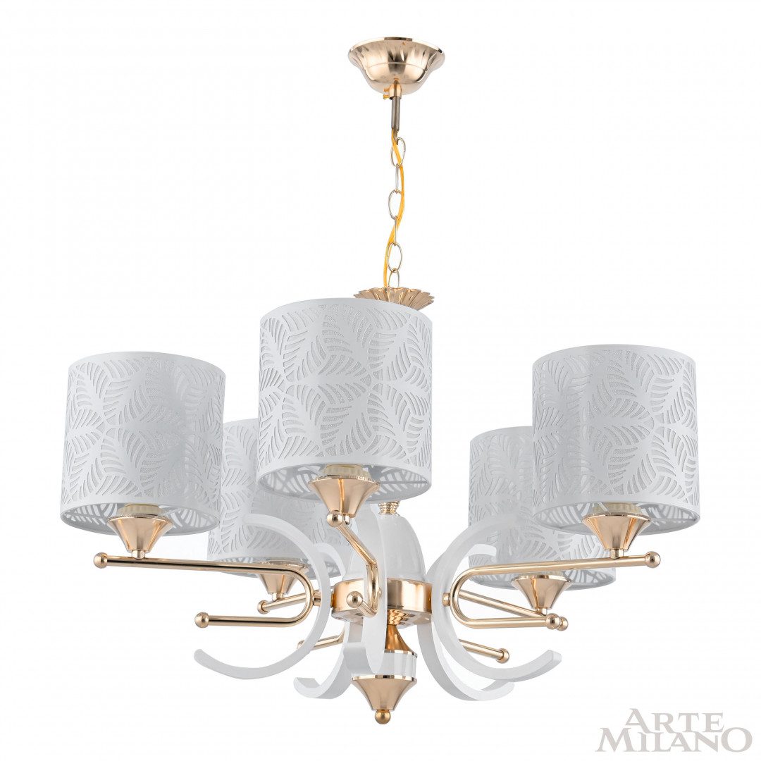 Подвесная люстра Arte Milano Florentia-2097 302097/5 Wh/Gd Подвесная люстра Arte Milano Florentia-2097 302097/5 Wh/Gd