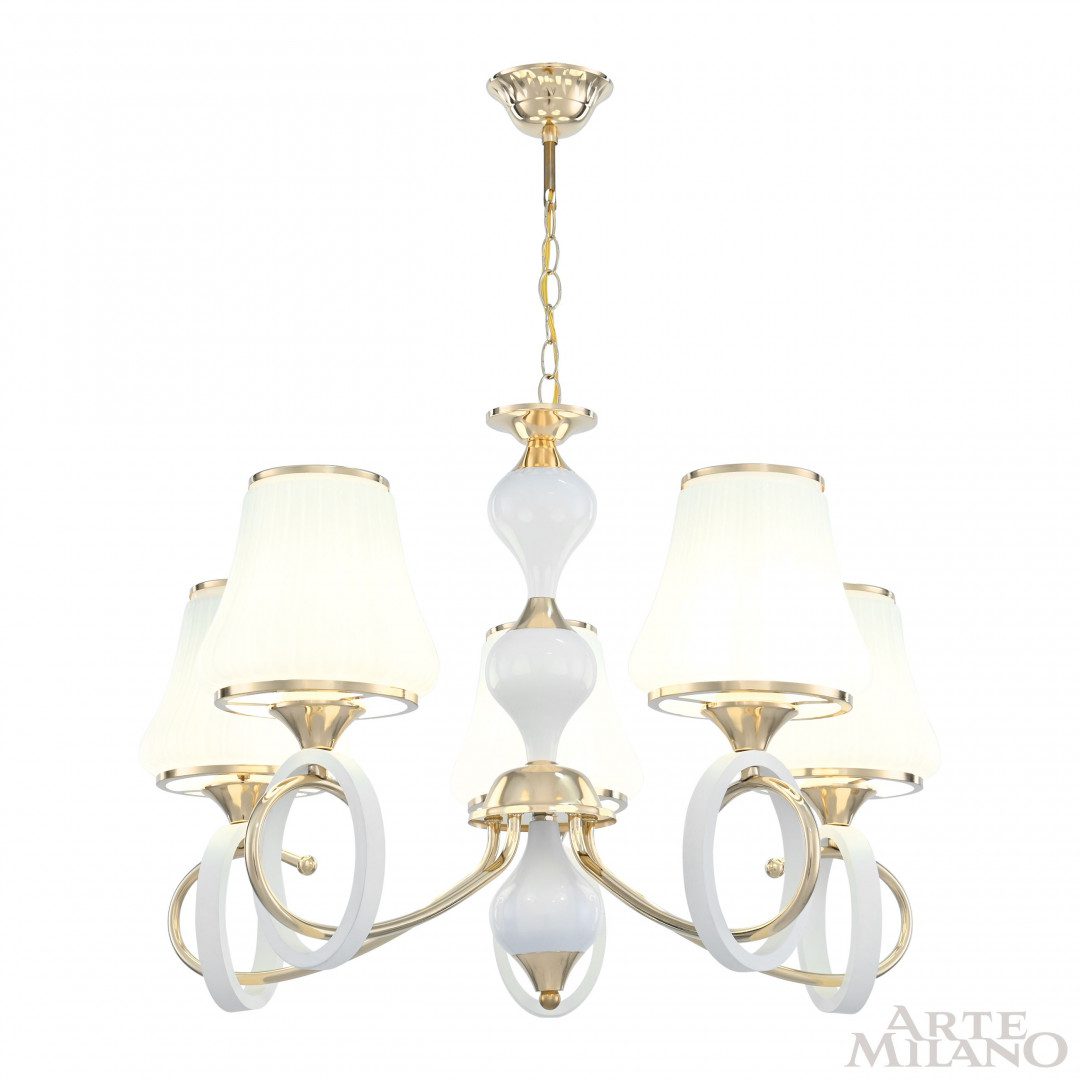 Подвесная люстра Arte Milano Florentia-2387 302387/5 Wh/Gd Подвесная люстра Arte Milano Florentia-2387 302387/5 Wh/Gd
