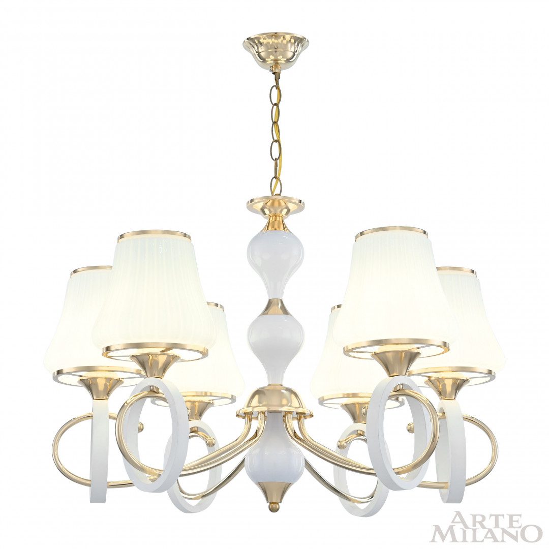 Подвесная люстра Arte Milano Florentia-2387 302387/6 Wh/Gd Подвесная люстра Arte Milano Florentia-2387 302387/6 Wh/Gd