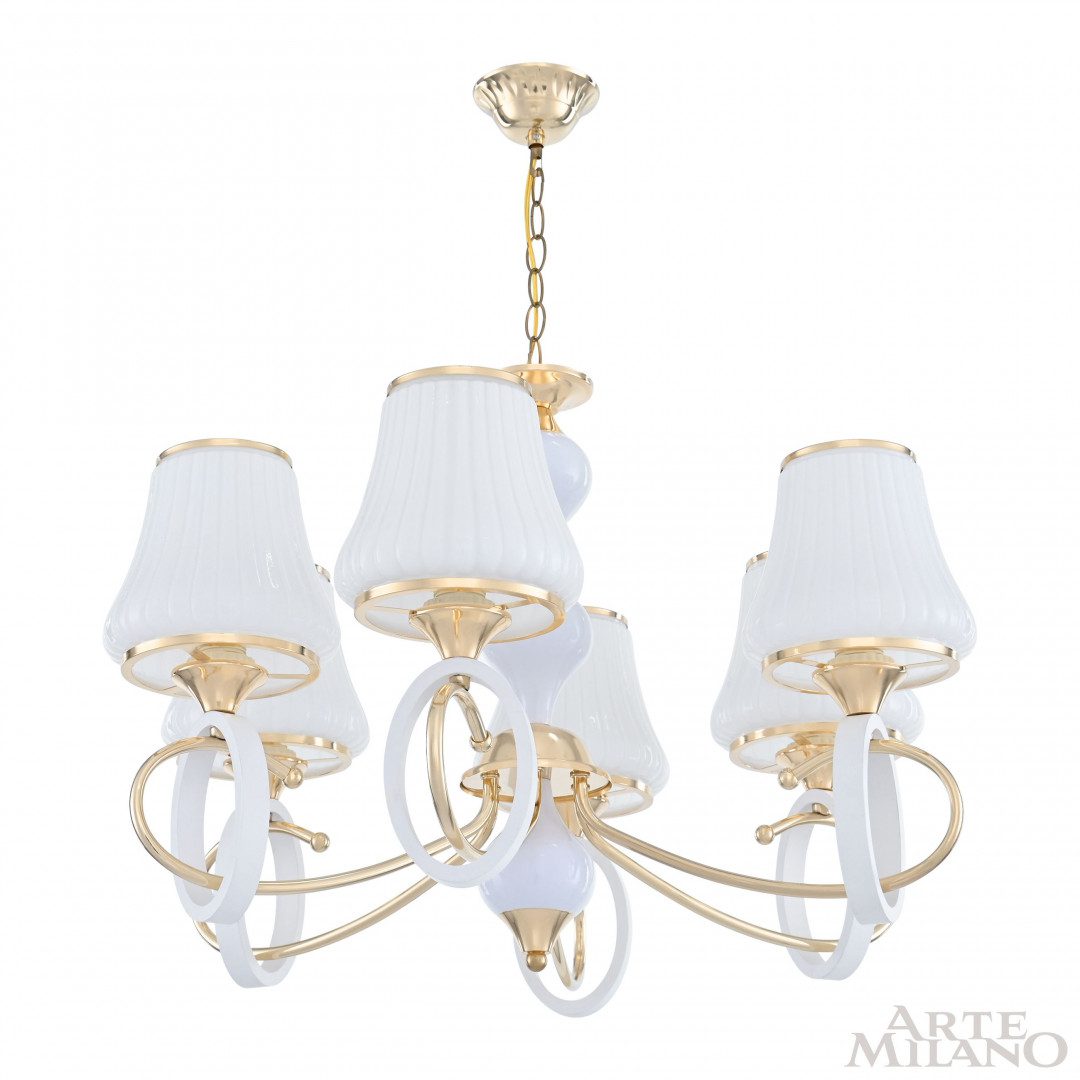 Подвесная люстра Arte Milano Florentia-2387 302387/6 Wh/Gd Подвесная люстра Arte Milano Florentia-2387 302387/6 Wh/Gd