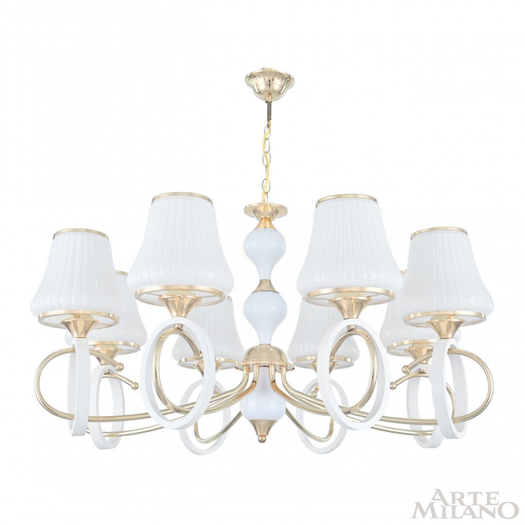 Подвесная люстра Arte Milano Florentia-2387 302387/8 Wh/Gd Подвесная люстра Arte Milano Florentia-2387 302387/8 Wh/Gd