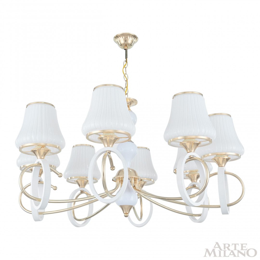 Подвесная люстра Arte Milano Florentia-2387 302387/8 Wh/Gd Подвесная люстра Arte Milano Florentia-2387 302387/8 Wh/Gd