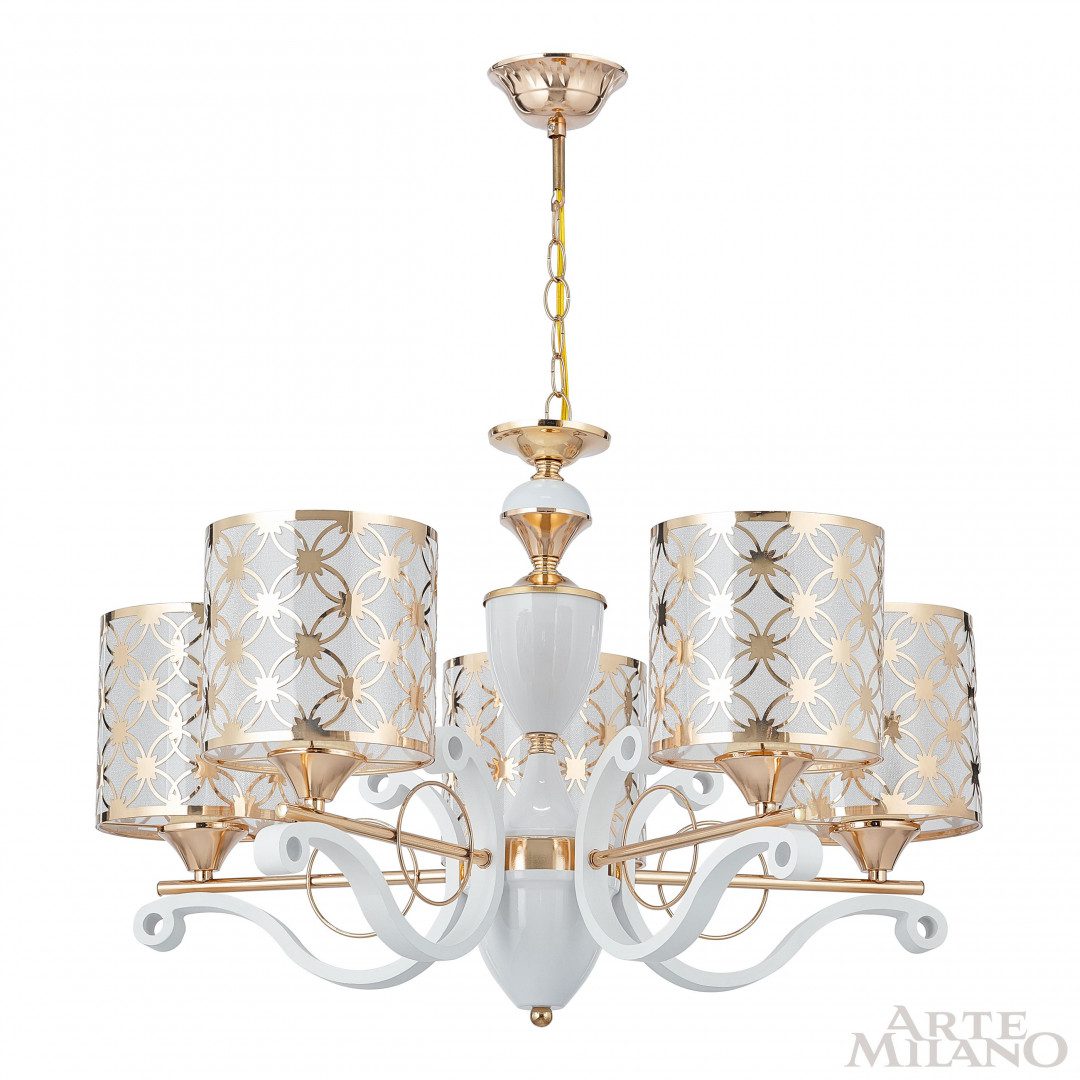 Подвесная люстра Arte Milano Florentia-3097 303097/5 Wh/Gd Подвесная люстра Arte Milano Florentia-3097 303097/5 Wh/Gd