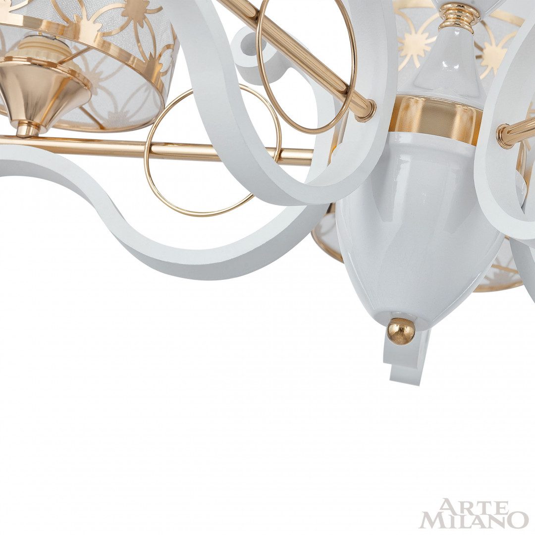 Подвесная люстра Arte Milano Florentia-3097 303097/5 Wh/Gd Подвесная люстра Arte Milano Florentia-3097 303097/5 Wh/Gd