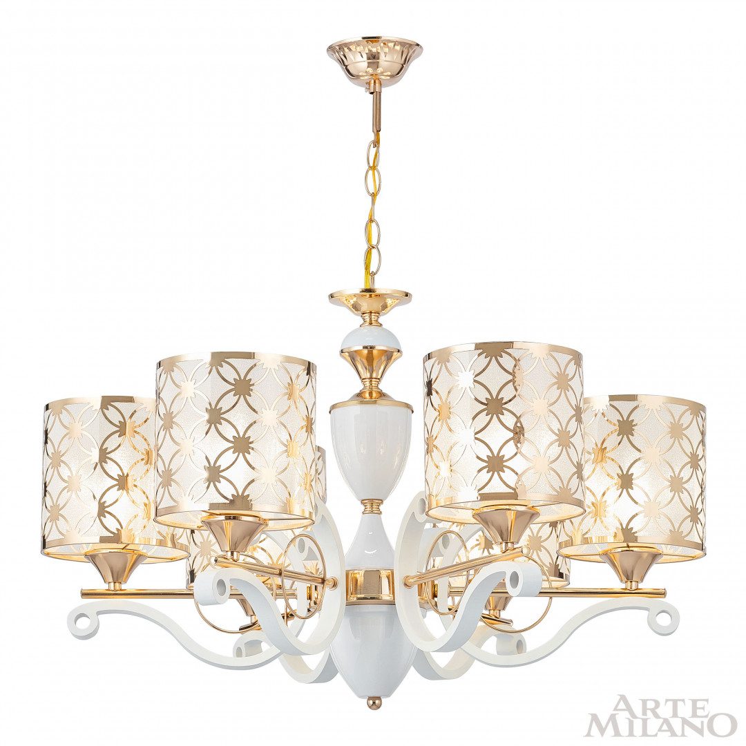 Подвесная люстра Arte Milano Florentia-3097 303097/6 Wh/Gd Подвесная люстра Arte Milano Florentia-3097 303097/6 Wh/Gd