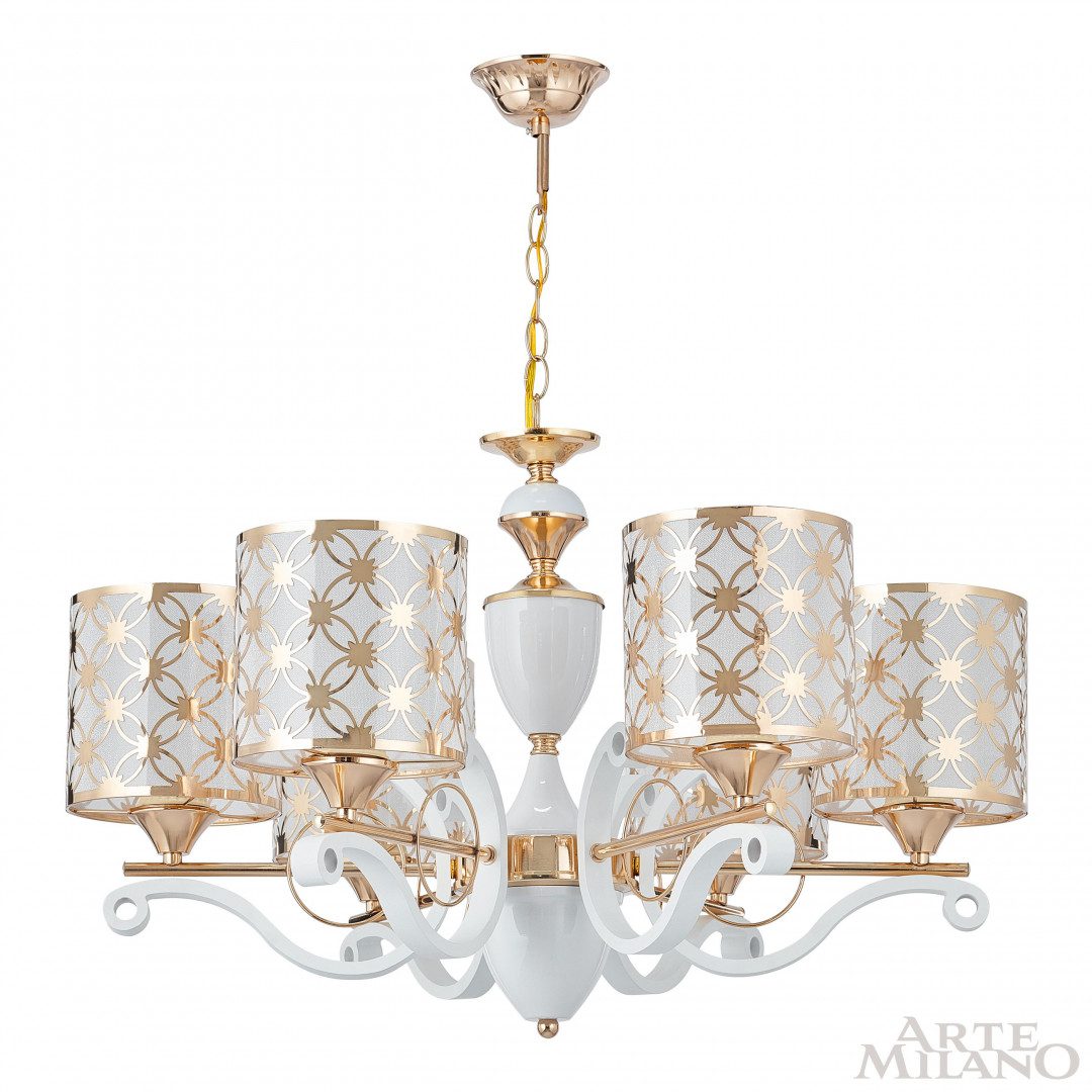 Подвесная люстра Arte Milano Florentia-3097 303097/6 Wh/Gd Подвесная люстра Arte Milano Florentia-3097 303097/6 Wh/Gd