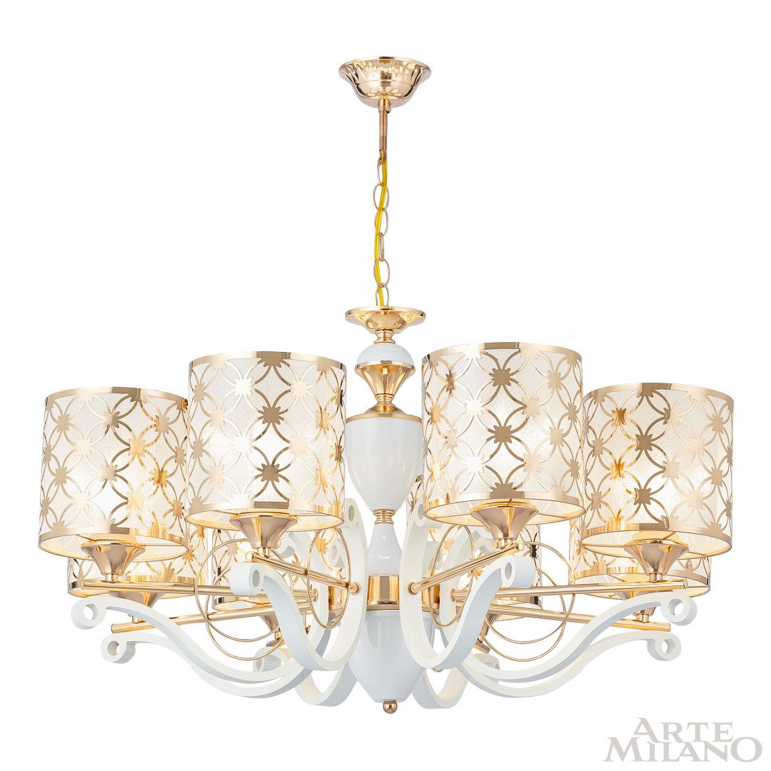 Подвесная люстра Arte Milano Florentia-3097 303097/8 Wh/Gd Подвесная люстра Arte Milano Florentia-3097 303097/8 Wh/Gd