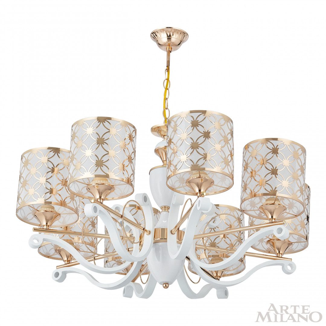 Подвесная люстра Arte Milano Florentia-3097 303097/8 Wh/Gd Подвесная люстра Arte Milano Florentia-3097 303097/8 Wh/Gd