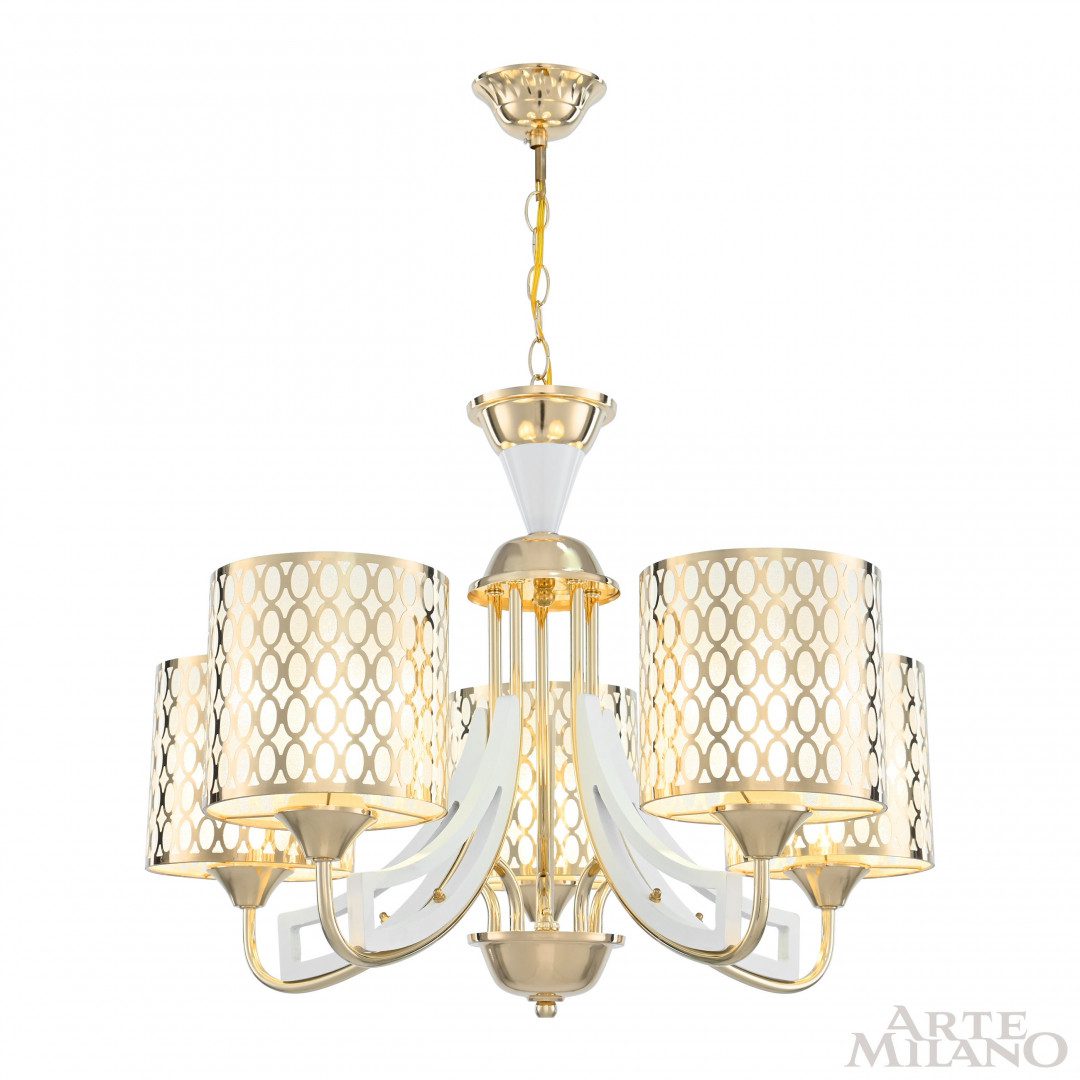 Подвесная люстра Arte Milano Florentia-3387 303387/5 Wh/Gd Подвесная люстра Arte Milano Florentia-3387 303387/5 Wh/Gd