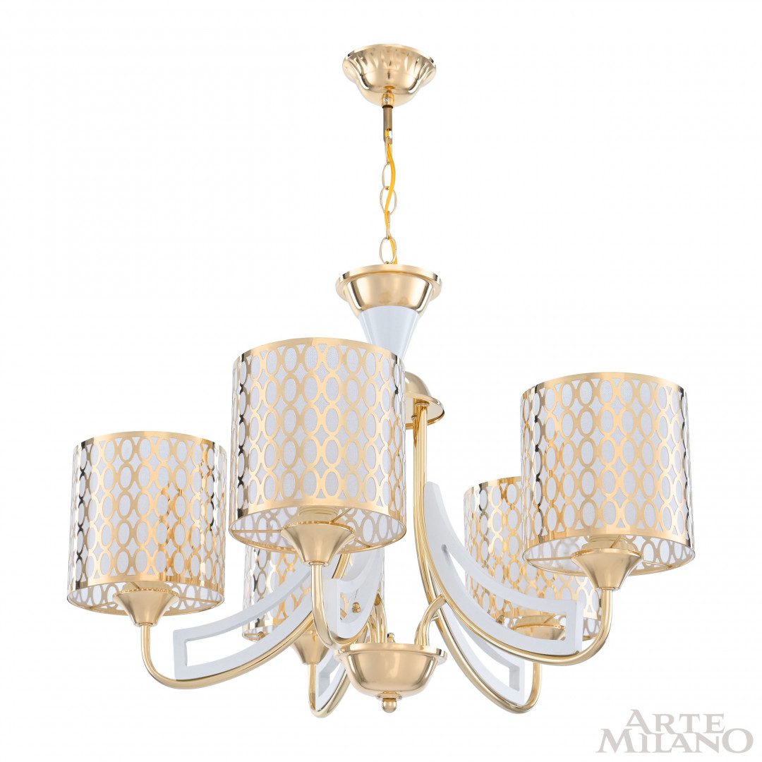 Подвесная люстра Arte Milano Florentia-3387 303387/5 Wh/Gd Подвесная люстра Arte Milano Florentia-3387 303387/5 Wh/Gd