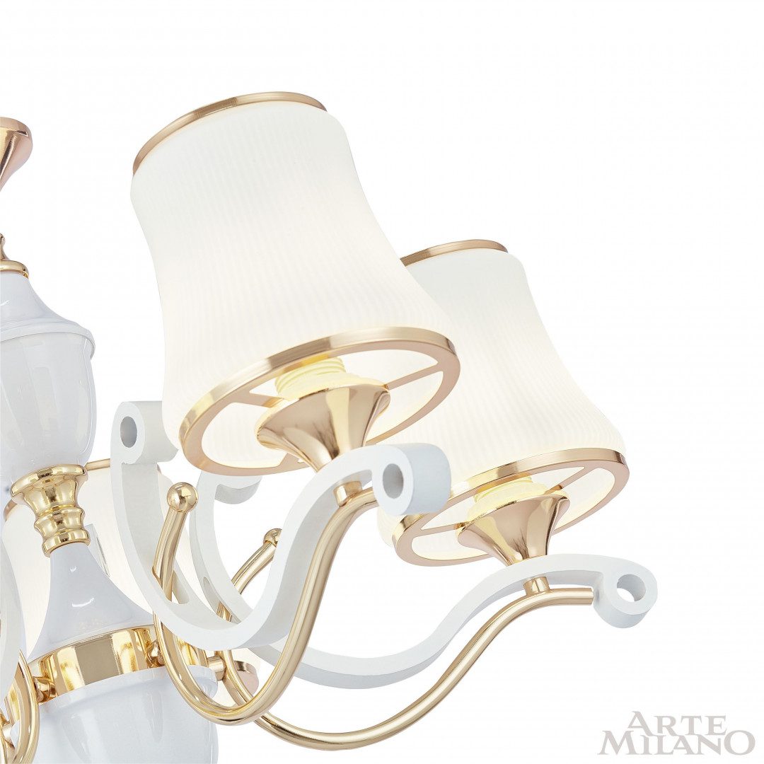 Подвесная люстра Arte Milano Florentia-3987 303987/8 Wh/Gd Подвесная люстра Arte Milano Florentia-3987 303987/8 Wh/Gd