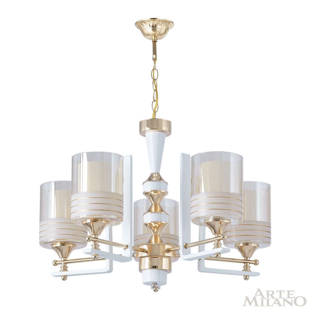 Подвесная люстра Arte Milano Florentia-6087 306087/5 Wh/Gd Подвесная люстра Arte Milano Florentia-6087 306087/5 Wh/Gd