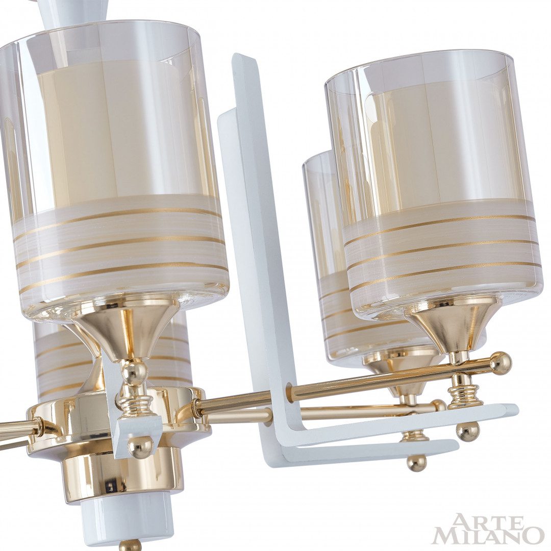 Подвесная люстра Arte Milano Florentia-6087 306087/5 Wh/Gd Подвесная люстра Arte Milano Florentia-6087 306087/5 Wh/Gd