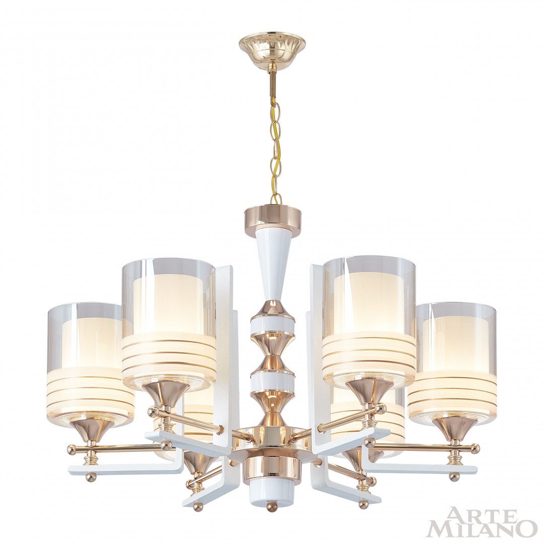 Подвесная люстра Arte Milano Florentia-6087 306087/6 Wh/Gd Подвесная люстра Arte Milano Florentia-6087 306087/6 Wh/Gd