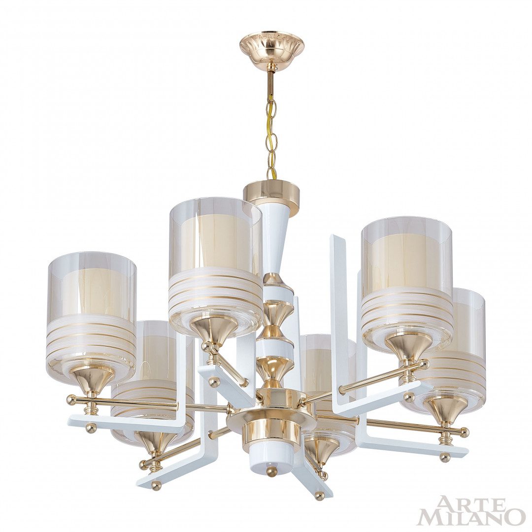 Подвесная люстра Arte Milano Florentia-6087 306087/6 Wh/Gd Подвесная люстра Arte Milano Florentia-6087 306087/6 Wh/Gd