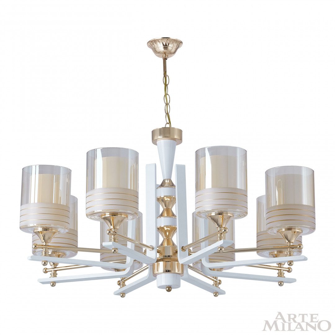 Подвесная люстра Arte Milano Florentia-6087 306087/8 Wh/Gd Подвесная люстра Arte Milano Florentia-6087 306087/8 Wh/Gd