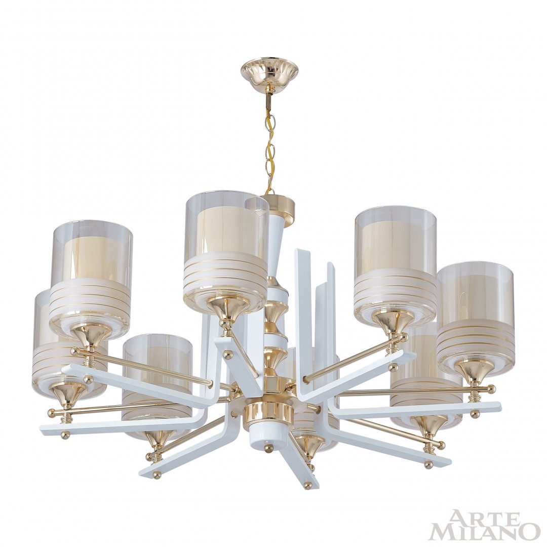 Подвесная люстра Arte Milano Florentia-6087 306087/8 Wh/Gd Подвесная люстра Arte Milano Florentia-6087 306087/8 Wh/Gd