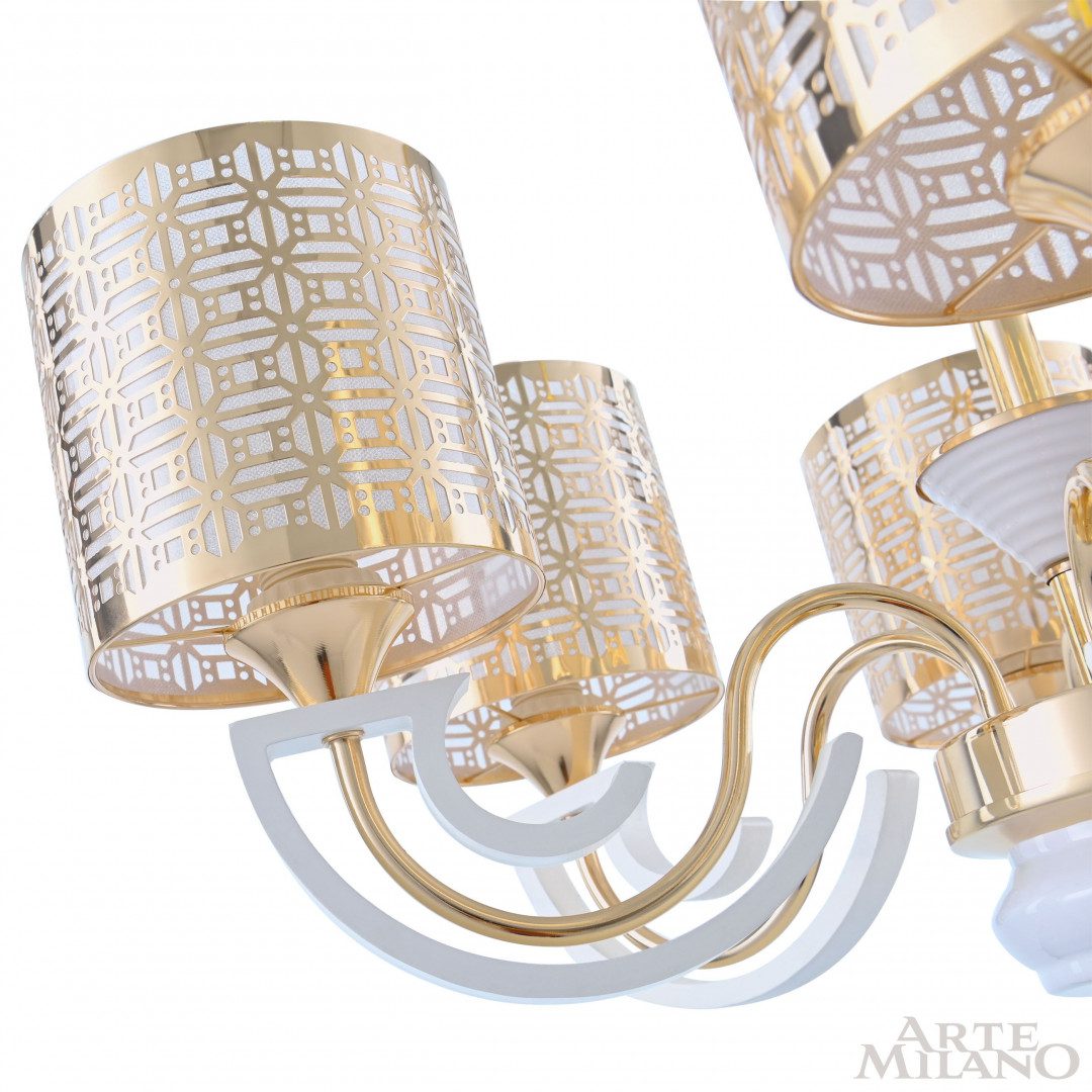 Подвесная люстра Arte Milano Florentia-8857 308857/6 Wh/Gd Подвесная люстра Arte Milano Florentia-8857 308857/6 Wh/Gd