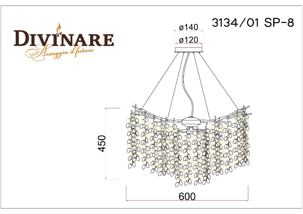 Подвесная люстра Divinare Salice 3134/01 SP-8 Подвесная люстра Divinare Salice 3134/01 SP-8