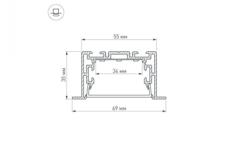 Профиль с экраном Arlight S2-LINIA69-F-2500 ANOD+OPAL 021177