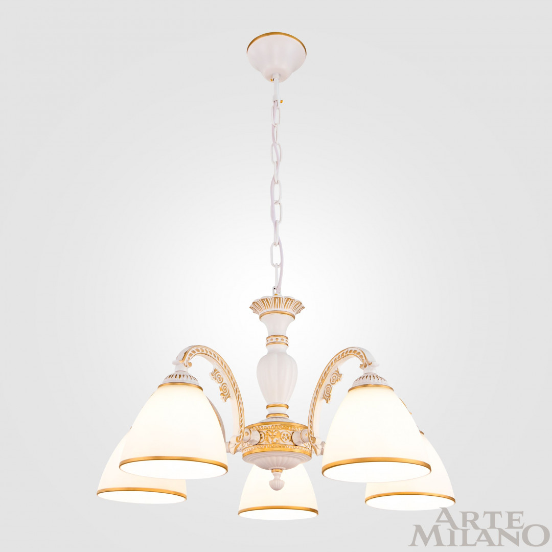 Подвесная люстра Arte Milano 340837/5 WT+G Подвесная люстра Arte Milano 340837/5 WT+G