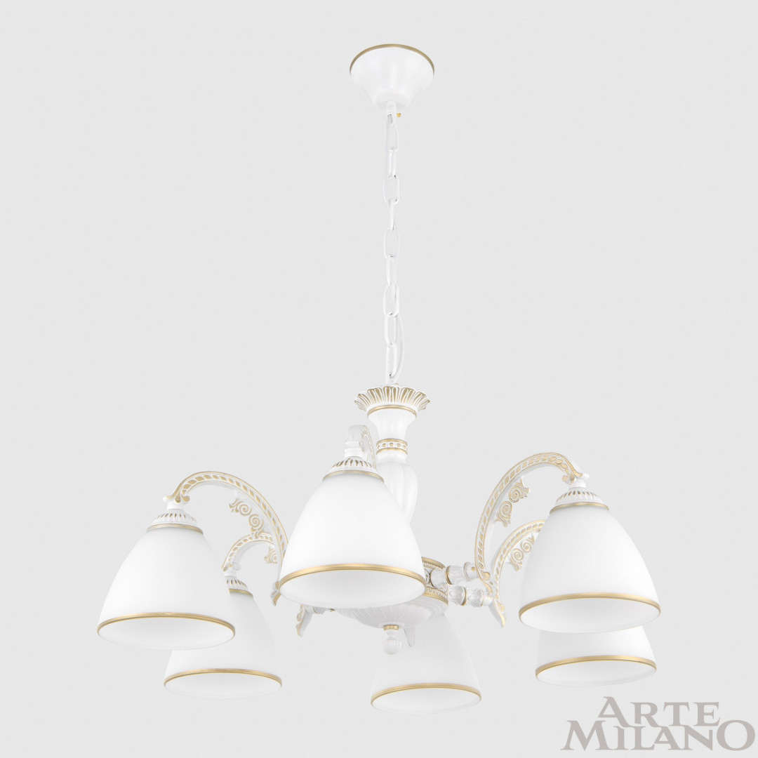 Подвесная люстра Arte Milano 340837/6 WT+G Подвесная люстра Arte Milano 340837/6 WT+G