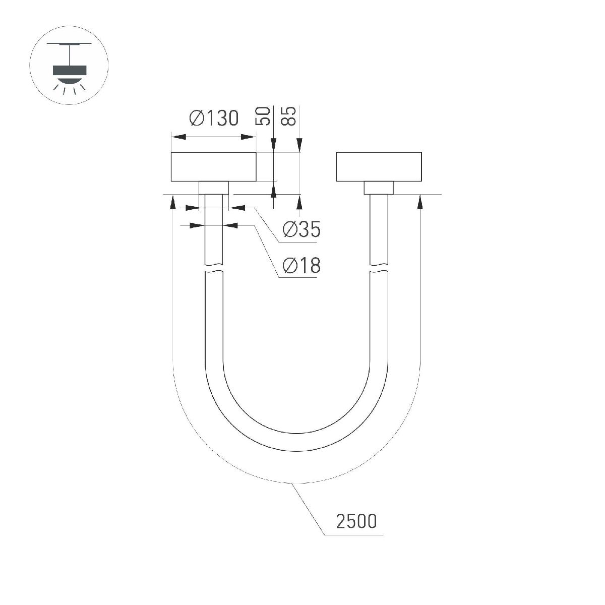 Подвесной светильник Arlight SP-TROPIC-SURFACE-R18-L2500-36W Day4000 (GD, 360 deg, 230V) 043396 Подвесной светильник Arlight SP-TROPIC-SURFACE-R18-L2500-36W Day4000 (GD, 360 deg, 230V) 043396