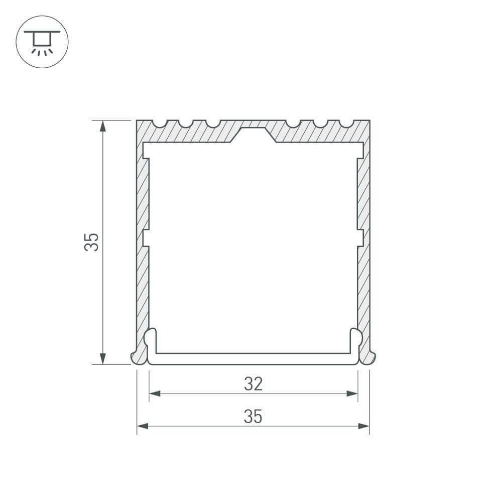 Профиль Arlight ARH-POWER-W35-2000 ANOD 016138 Профиль Arlight ARH-POWER-W35-2000 ANOD 016138