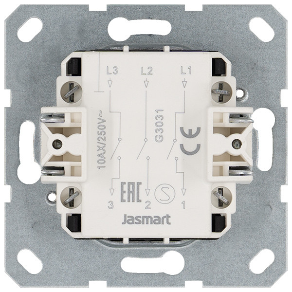 Выключатель трехклавишный 10A 250V с накладкой, цвет Тауп Jasmart G3031T Выключатель трехклавишный 10A 250V с накладкой, цвет Тауп Jasmart G3031T