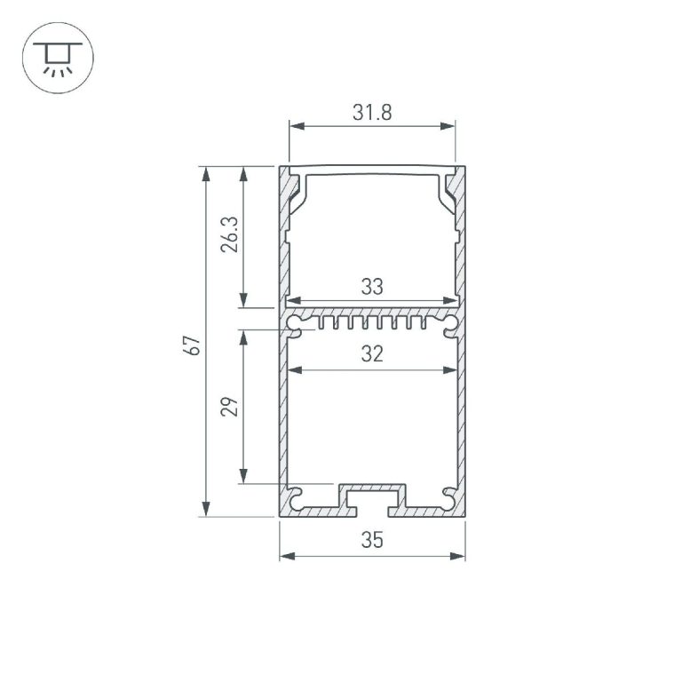 Профиль Arlight LINE-S-3667-2000 ANOD 041581