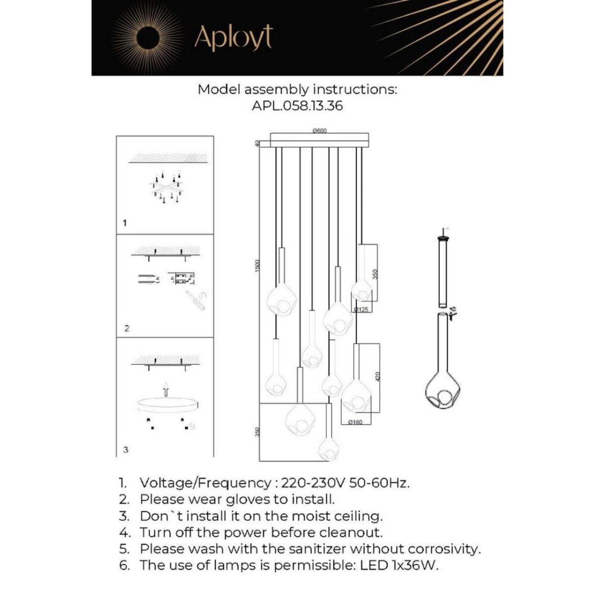 Каскадная люстра Aployt Wisia APL.058.13.36 Каскадная люстра Aployt Wisia APL.058.13.36