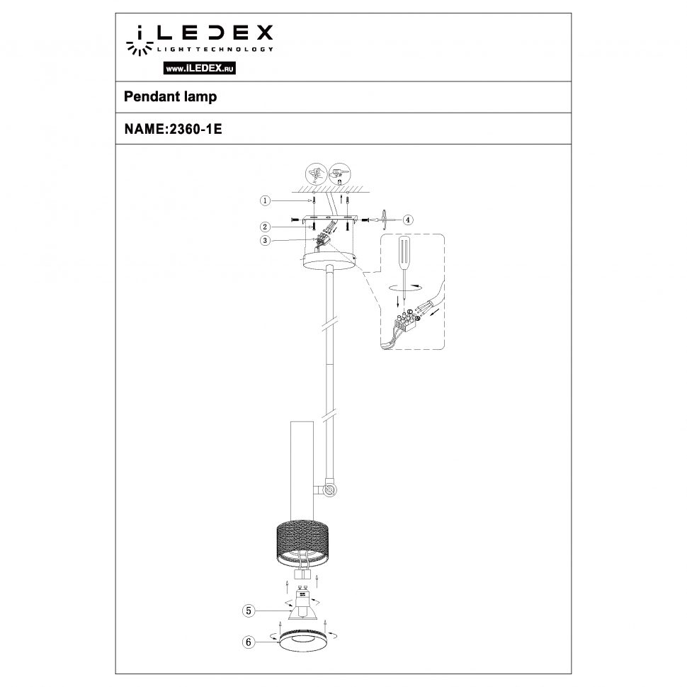 Подвесной светильник iLedex Delta 2361-1 BK+BR Подвесной светильник iLedex Delta 2361-1 BK+BR