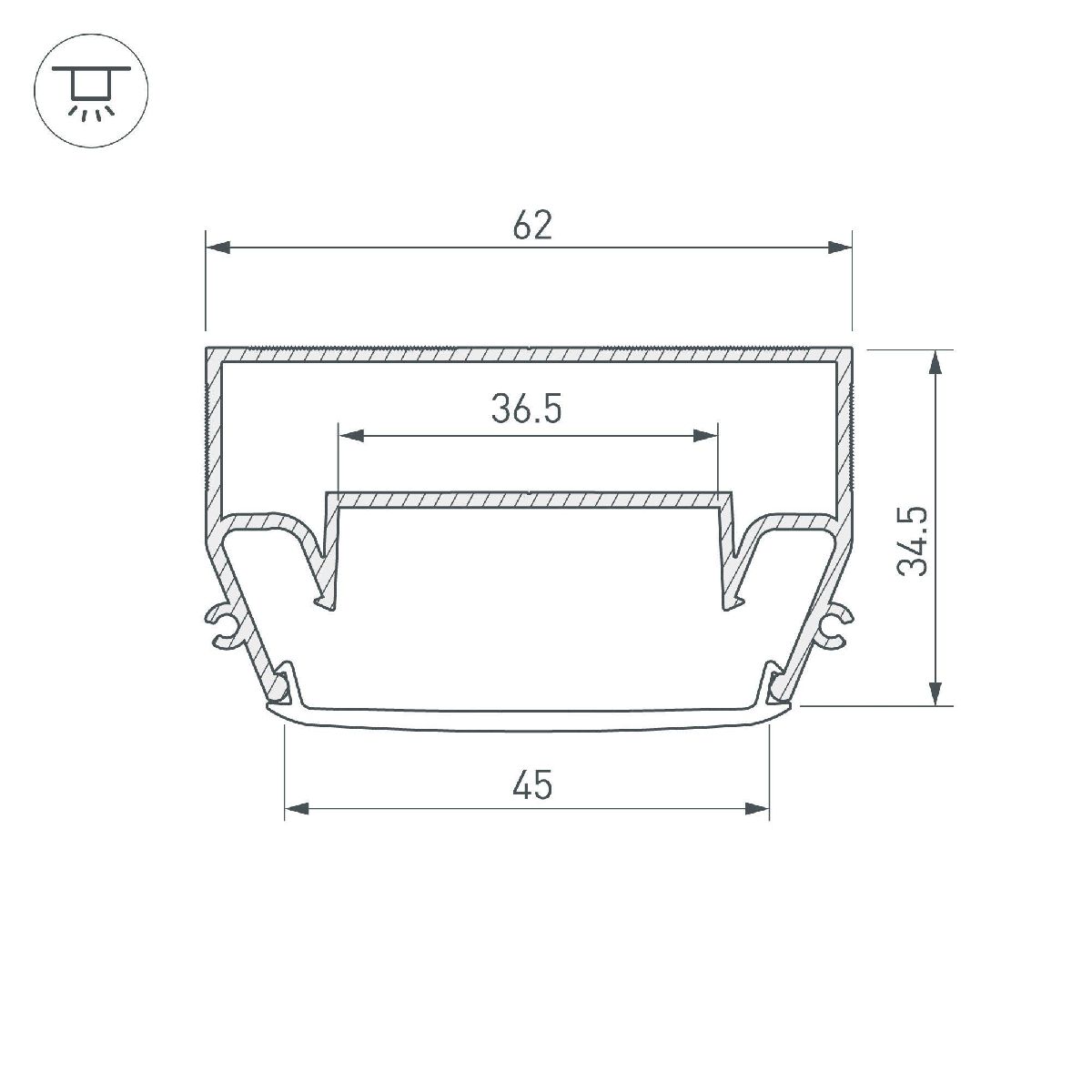 Профиль Arlight STRETCH-S-50-CEIL-CENTER-2000 (GAMMA50) 040700 Профиль Arlight STRETCH-S-50-CEIL-CENTER-2000 (GAMMA50) 040700