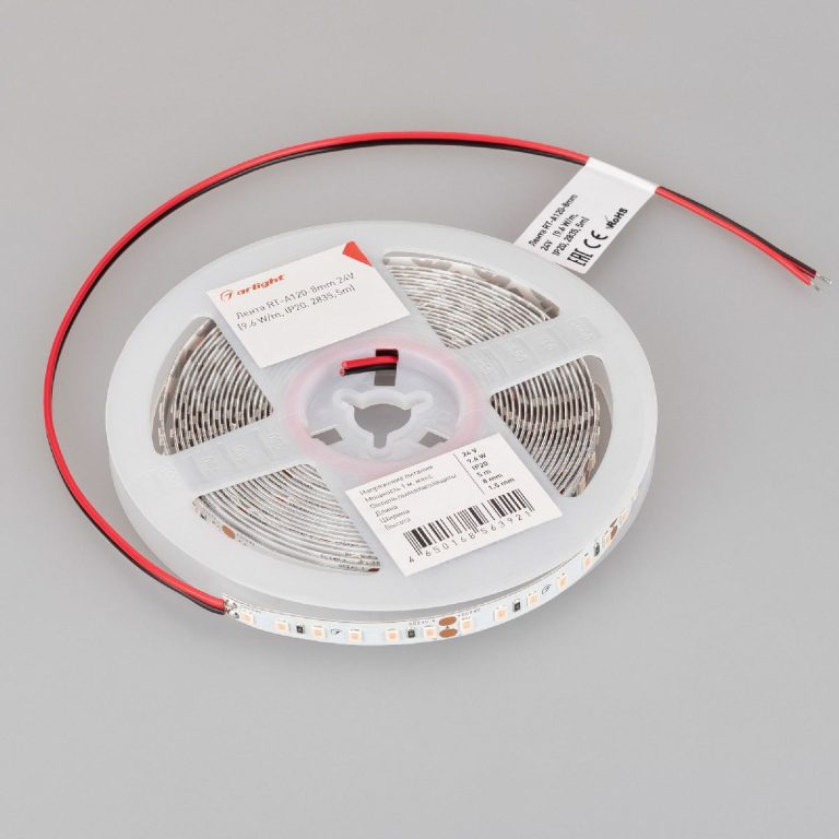 Светодиодная лента Arlight RT-A120-8mm 24V Violet (9.6 W/m, IP20, 2835, 5m) 043384