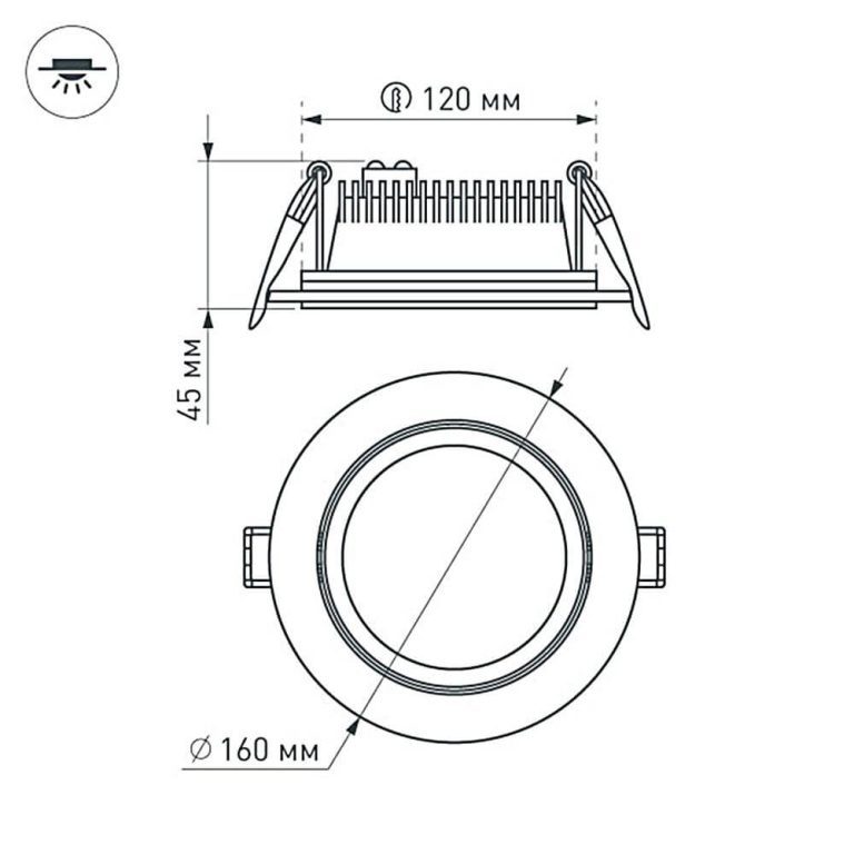 Встраиваемый светодиодный светильник Arlight LT-R160WH 12W Day White 016568