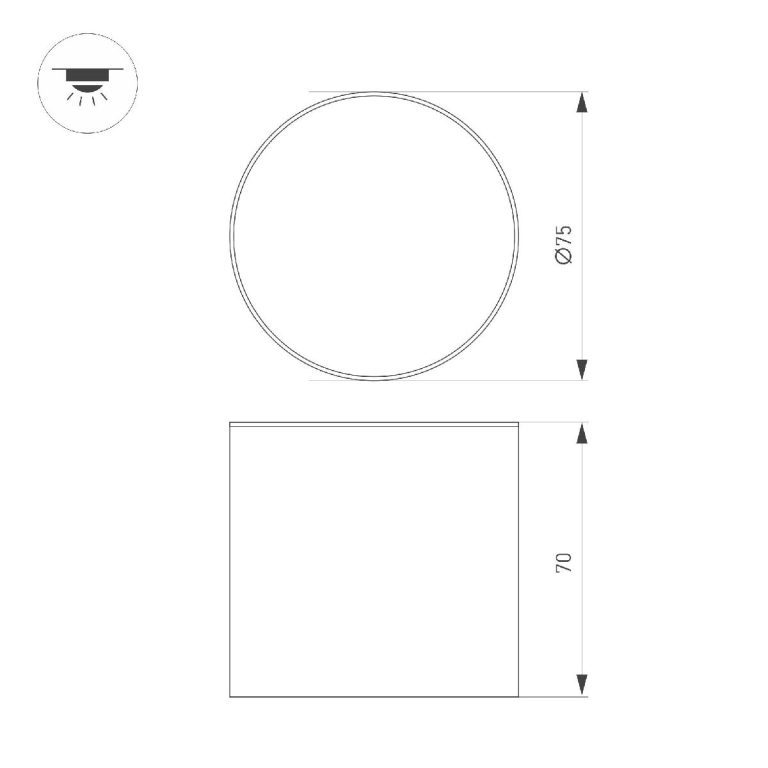Накладной светильник Arlight SP-CYLINDO-R75-7W Day4000 (BK, 110 deg, 230V) 043965