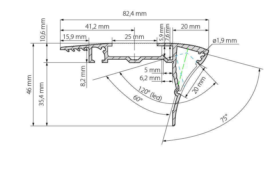 Профиль с экраном Arlight ALU-STAIR-DK-2000 ANOD+FROST 015473 Профиль с экраном Arlight ALU-STAIR-DK-2000 ANOD+FROST 015473
